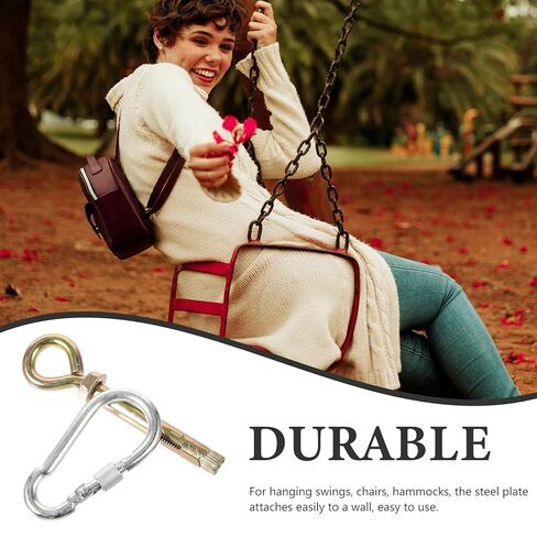 Luxshiny Metal Hammock Hanging Hooks Set with Locking Ceiling Hooks and Expansion Anchors, Heavy-Duty Hammock Chair Fixings Kit for Indoor and Outdoor Swing Seat Installation in Kuwait