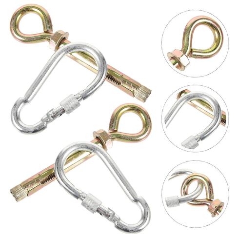Luxshiny Metal Hammock Hanging Hooks Set with Locking Ceiling Hooks and Expansion Anchors, Heavy-Duty Hammock Chair Fixings Kit for Indoor and Outdoor Swing Seat Installation in Kuwait
