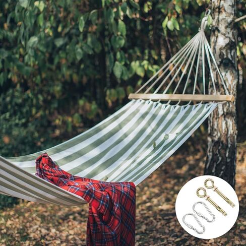 Luxshiny Metal Hammock Hanging Hooks Set with Locking Ceiling Hooks and Expansion Anchors, Heavy-Duty Hammock Chair Fixings Kit for Indoor and Outdoor Swing Seat Installation in Kuwait