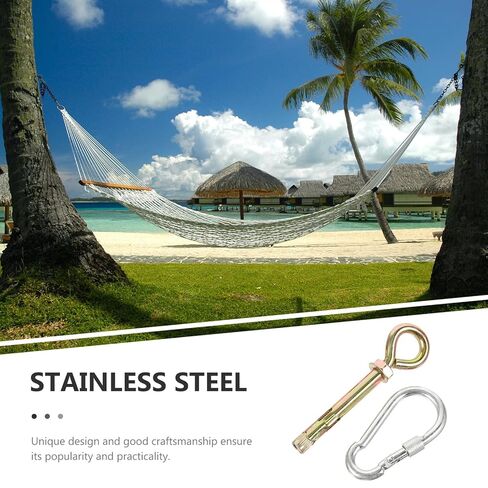 Luxshiny Metal Hammock Hanging Hooks Set with Locking Ceiling Hooks and Expansion Anchors, Heavy-Duty Hammock Chair Fixings Kit for Indoor and Outdoor Swing Seat Installation in Kuwait