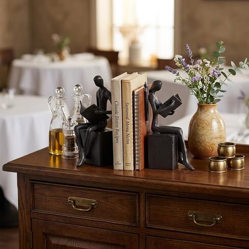 القراءة السوداء زوجين ديكور الحديد ، الرجل الرجعية الفريدة والنساء Bookends ديكور ديكور رف الكتب ، مكتب المكتب ، غرفة المعيشة ، غرفة نوم ، ديكورات ديكور 1 زوج (القراءة كتب) in Kuwait