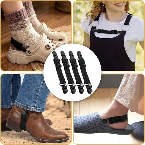 4 Pcs Adjustable Boot Straps for Cowboy Boots Stirrup Pants Clips Pant Leg Clips for Women Men Motorcycle Biker Outdoor Use in Saudi Arabia