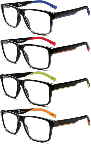 MODFANS Reading Glasses Men Oversized Readers,4 Pack Large Blue Light Reading Glasses for women Rubber Temple with Spring Hinge Eyeglasses 2.0 in Kuwait