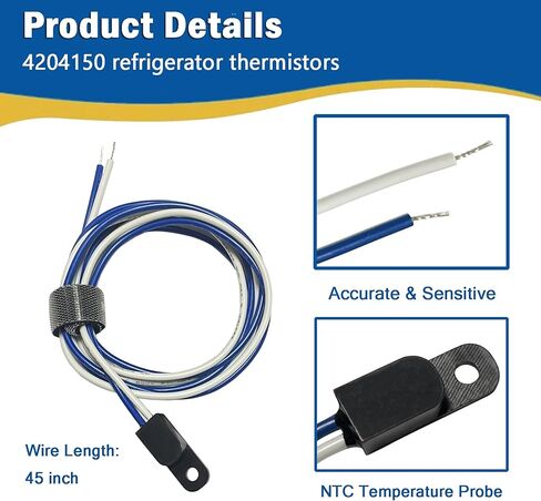 4204150 ثلاجة الثرمستور، TH4150 استبدال مستشعر درجة حرارة الثلاجة للفريزر تحت الصفر 4204150S، 3014350 (عبوتان) in Kuwait