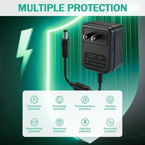 محول طاقة 12 فولت 700 مللي أمبير للوحات مفاتيح Yamaha - متوافق مع PA-3B، PA-3C، PA-3BU والقيثارات الصامتة SLG200N/SLG200S - شاحن بديل AC/DC طويل للغاية 9.8 قدم (3M) in Kuwait