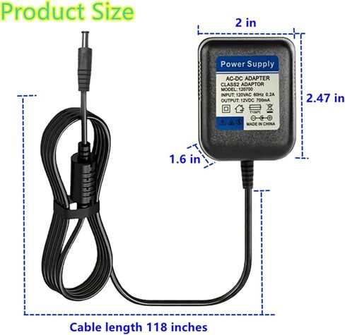 12V 700mA AC/DC Power Supply Adapter for Yamaha, 12VDC Power Cord Compatible with Yamaha PA-3C PA-3B PA-3BU and Digital Keyboard Piano Charger in Kuwait