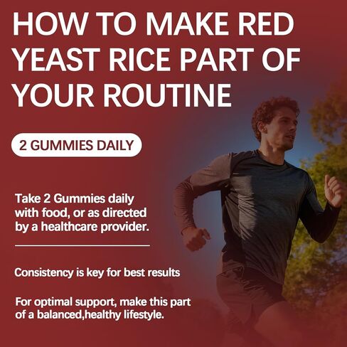 Premium Red Yeast Rice with CoQ10 Gummies for Heart & Cholesterol Support | Sugar Free, Strawberry Flavor | 60 Gummies (30 Day Supply) | Vegan, Non-GMO in Kuwait