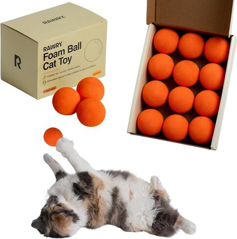 Rawry Foam Ball Cat Toy – 12-Pack of Soft, Bouncy Balls for Cats – Durable, Interactive Indoor Play (12 Balls - Orange) in Kuwait