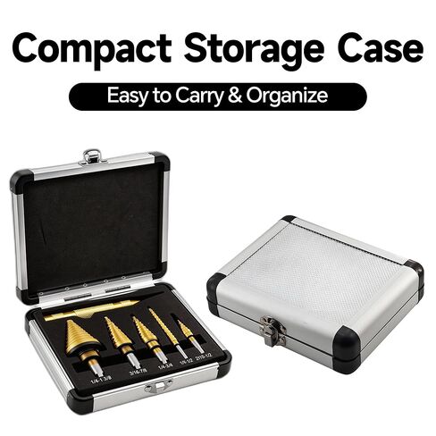 مجموعة لقم المثقاب ذات الخطوات المكونة من 6 قطع من Rayjee، مطلية بالتيتانيوم، لقم ذات خطوات فلوت مستقيمة للمعادن والألمنيوم والخشب والبلاستيك، مقاسات فتحات متعددة مع حقيبة تخزين in Kuwait