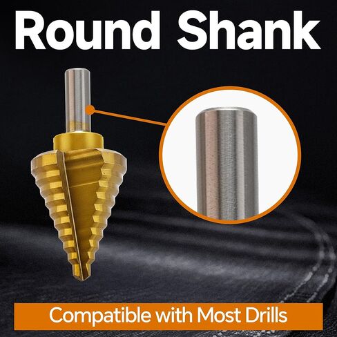 مجموعة لقم المثقاب ذات الخطوات المكونة من 6 قطع من Rayjee، مطلية بالتيتانيوم، لقم ذات خطوات فلوت مستقيمة للمعادن والألمنيوم والخشب والبلاستيك، مقاسات فتحات متعددة مع حقيبة تخزين in Kuwait