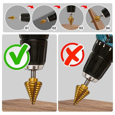 مجموعة لقم المثقاب ذات الخطوات المكونة من 6 قطع من Rayjee، مطلية بالتيتانيوم، لقم ذات خطوات فلوت مستقيمة للمعادن والألمنيوم والخشب والبلاستيك، مقاسات فتحات متعددة مع حقيبة تخزين in Kuwait