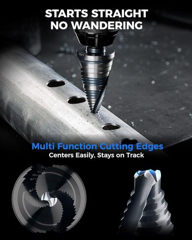 toolant 1/4" to 1-3/8" Step Drill Bit with Upgraded Dual-Angle Flutes & Multi-Function Cutting Edges, M2 HSS & Nitriding Coating for Stainless Steel, Copper, Aluminum, Wood, Plastic in Saudi Arabia