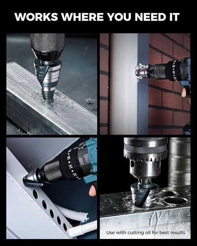 toolant 1/4" to 1-3/8" Step Drill Bit with Upgraded Dual-Angle Flutes & Multi-Function Cutting Edges, M2 HSS & Nitriding Coating for Stainless Steel, Copper, Aluminum, Wood, Plastic in Saudi Arabia