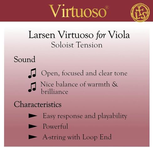 Larsen Virtuoso Viola Strings – Professional Soloist Set with A Loop End for Projection & Depth in Kuwait