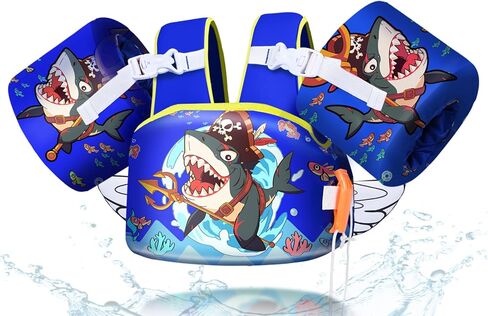 عوامات للأطفال الصغار، سترة سباحة للأطفال بوزن 22-66 رطل، عوامات للذراع مع أشرطة قابلة للتعديل، عوامات سباحة وحزام ذراع مناسب للرياضات المائية والسباحة في حمام السباحة للأطفال الرضع بعمر 2،3،4،5،6،7 سنوات in Kuwait