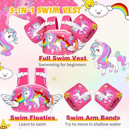 Toddler Floaties, Kids Swim Vest for 22-66 Lbs, Arm Floaties with Adjustable Straps Swim Floats & Arm Band Suitable for Water Sports Pool Swimming Safety for Infant 2,3,4,5,6,7 Years in Saudi Arabia