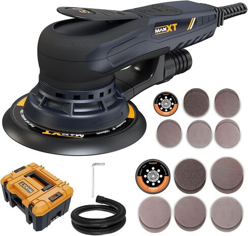 MAXXT Electric 5mm Random Orbital Sander, Palm Sander with Brushless Motor, 5&6Inch Sanding Pads,with Tool Case Central Vacuum, Primary Wood and Panel Processing,Sanders for Woodworking in Saudi Arabia