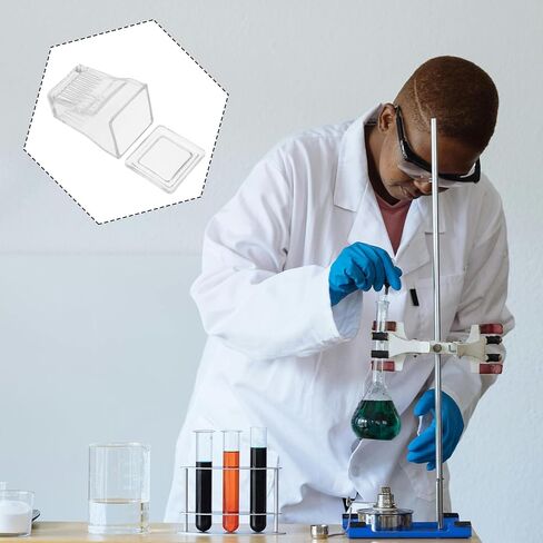 GARVALON Glass Staining Container for Microscope Slides, 9-slide High Transparency Glass Staining Jar with Rack, Laboratory and Medical Use Microscope Slide Storage Tank in Kuwait