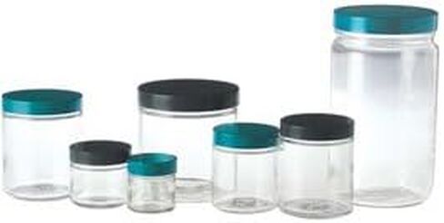 Qorpak GLC-01624 2oz Clear Straight Sided Round Jar with 53-400 Black Phenolic Cap, Case of 24 in Kuwait