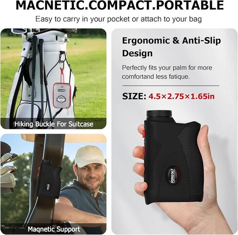 1200 Yards Golf Rangefinder with Slope, 7X Magnification, Flag Pole Locking Vibration, Rechargeable Battery with Magnet Stripe,Ideal Golf Accessories for Golfers & Hunting in Kuwait