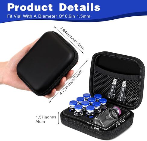 علبة ببتيد 10 × 3 مل + BAC وحافظة تحمل قوارير ماء BAC Peptide GLP1، تخزين قارورة 3 مل، سفر في الثلاجة، مع جيب شبكي (عادي) in Kuwait