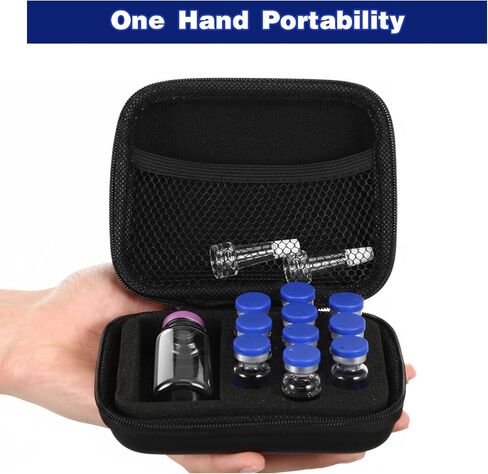 علبة ببتيد 10 × 3 مل + BAC وحافظة تحمل قوارير ماء BAC Peptide GLP1، تخزين قارورة 3 مل، سفر في الثلاجة، مع جيب شبكي (عادي) in Kuwait