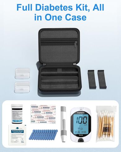 ProCase Diabetes Travel Case, Portable Diabetic Blood Sugar Test Kit Organizer, Protective Carrying Bag for Glucose Monitor, Test Strips, Lancets, Lancing Device & Alcohol Wipes with Small Boxes-Black in Kuwait