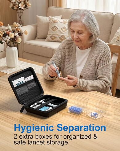 ProCase Diabetes Travel Case, Portable Diabetic Blood Sugar Test Kit Organizer, Protective Carrying Bag for Glucose Monitor, Test Strips, Lancets, Lancing Device & Alcohol Wipes with Small Boxes-Black in Kuwait