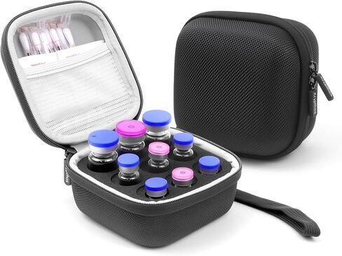 كريبثوس 9 فتحات حافظة حماية لقارورة الأنسولين، حقيبة تنظيم قارورة الأنسولين لمرضى السكر القياسية 1 مل 3 مل 5 مل و10 مل، حقيبة حمل الأنسولين، حامل تخزين الثلاجة، بدون حزمة ثلج in Kuwait
