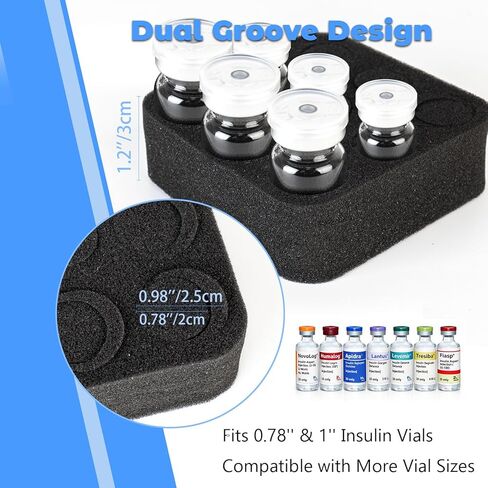 حقيبة سفر مبرد الأنسولين تحتوي على 9 قوارير، حافظة قارورة ببتيد الأنسولين للثلاجة، حقيبة حمل الأنسولين، حامل تخزين حامل الثلاجة، تناسب قوارير U-100 القياسية سعة 10 مل in Kuwait