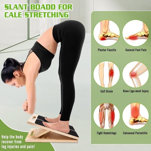 Adjustable Slant Board for Calf Stretching - Portable Wooden Incline Board for Physical Therapy, Squats & Pilates - Calf Stretcher for Ankle, Heel & Leg Support in Kuwait