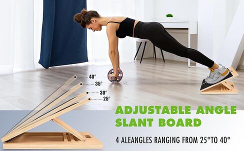 Adjustable Slant Board for Calf Stretching - Portable Wooden Incline Board for Physical Therapy, Squats & Pilates - Calf Stretcher for Ankle, Heel & Leg Support in Kuwait