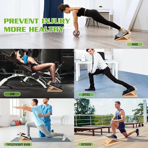 Adjustable Slant Board for Calf Stretching - Portable Wooden Incline Board for Physical Therapy, Squats & Pilates - Calf Stretcher for Ankle, Heel & Leg Support in Kuwait