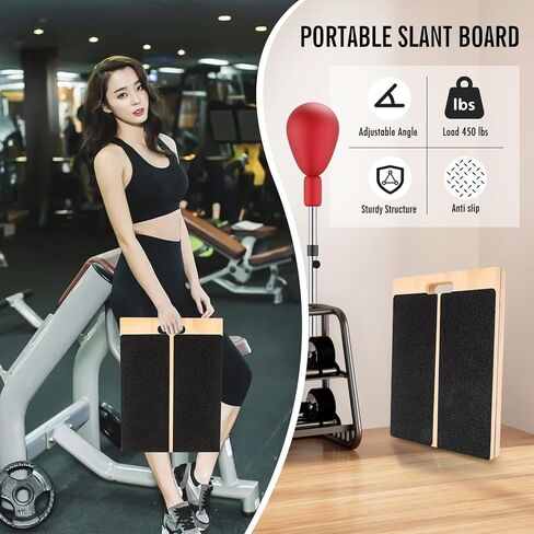 Adjustable Slant Board for Calf Stretching - Portable Wooden Incline Board for Physical Therapy, Squats & Pilates - Calf Stretcher for Ankle, Heel & Leg Support in Kuwait