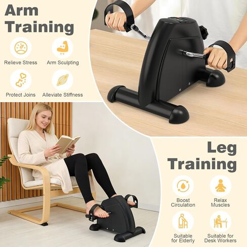 Mini Exercise Bike: Portable Under Desk Bike Pedal Exerciser Foot Cycle Arm & Leg Pedal Exerciser with LCD Screen Displays & Adjustable Resistance for Home/Office in Saudi Arabia