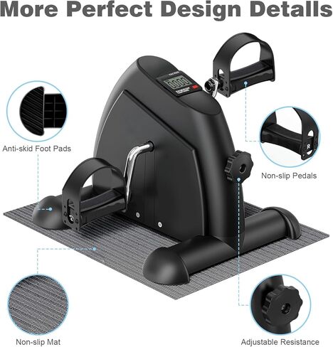 Mini Exercise Bike: Portable Under Desk Bike Pedal Exerciser Foot Cycle Arm & Leg Pedal Exerciser with LCD Screen Displays & Adjustable Resistance for Home/Office in Saudi Arabia