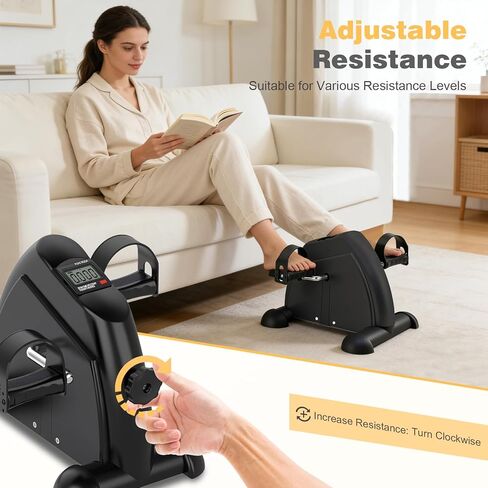 Mini Exercise Bike: Portable Under Desk Bike Pedal Exerciser Foot Cycle Arm & Leg Pedal Exerciser with LCD Screen Displays & Adjustable Resistance for Home/Office in Saudi Arabia