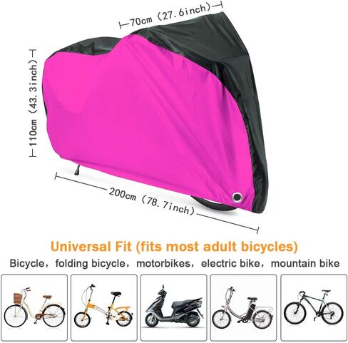 Roctee Bicycle Cover Waterproof Wind Rain Snow Proof Outdoor Mountain Bike Road Travel Bike Cycle Covers With Storage Bag, 78.7''(L) * 27.6''(W) * 43.3''(H) For XL Size (Black & Rose) in Kuwait