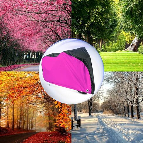 Roctee Bicycle Cover Waterproof Wind Rain Snow Proof Outdoor Mountain Bike Road Travel Bike Cycle Covers With Storage Bag, 78.7''(L) * 27.6''(W) * 43.3''(H) For XL Size (Black & Rose) in Kuwait
