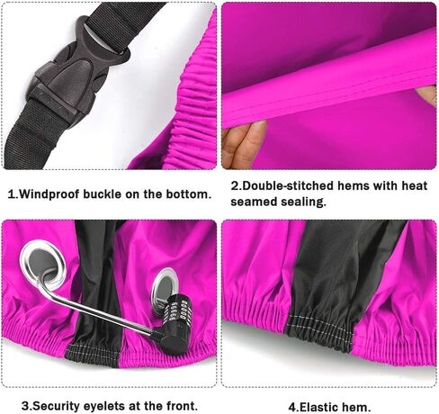 Roctee Bicycle Cover Waterproof Wind Rain Snow Proof Outdoor Mountain Bike Road Travel Bike Cycle Covers With Storage Bag, 78.7''(L) * 27.6''(W) * 43.3''(H) For XL Size (Black & Rose) in Kuwait