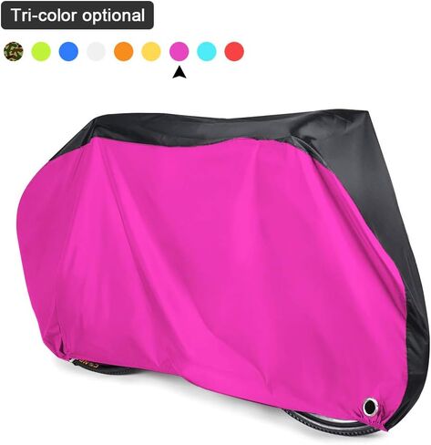Roctee Bicycle Cover Waterproof Wind Rain Snow Proof Outdoor Mountain Bike Road Travel Bike Cycle Covers With Storage Bag, 78.7''(L) * 27.6''(W) * 43.3''(H) For XL Size (Black & Rose) in Kuwait