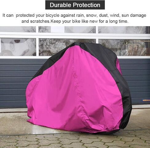 Roctee Bicycle Cover Waterproof Wind Rain Snow Proof Outdoor Mountain Bike Road Travel Bike Cycle Covers With Storage Bag, 78.7''(L) * 27.6''(W) * 43.3''(H) For XL Size (Black & Rose) in Kuwait