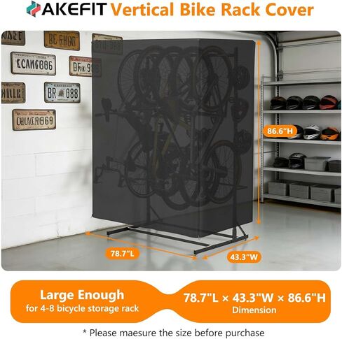 Vertical Bike Rack Cover,Fits 5-8 Bicycle Storage Rack,Bike Covers Outdoor Storage Waterproof,Dustproof Bicycle Cover,Black in Kuwait