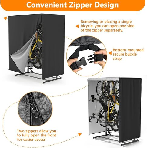 Vertical Bike Rack Cover,Fits 5-8 Bicycle Storage Rack,Bike Covers Outdoor Storage Waterproof,Dustproof Bicycle Cover,Black in Kuwait