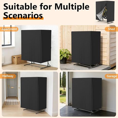 Vertical Bike Rack Cover,Fits 5-8 Bicycle Storage Rack,Bike Covers Outdoor Storage Waterproof,Dustproof Bicycle Cover,Black in Kuwait