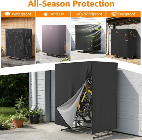 Vertical Bike Rack Cover,Fits 5-8 Bicycle Storage Rack,Bike Covers Outdoor Storage Waterproof,Dustproof Bicycle Cover,Black in Kuwait