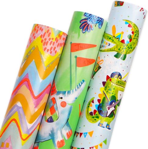 Ribbli Unicorn Birthday Wrapping Paper 3 Rolls Colorful Rainbow Gift Wrapping Paper for Girls Kids Baby Shower - Mini Roll 17 inch x 120 inch(10feet) Per Roll in Kuwait