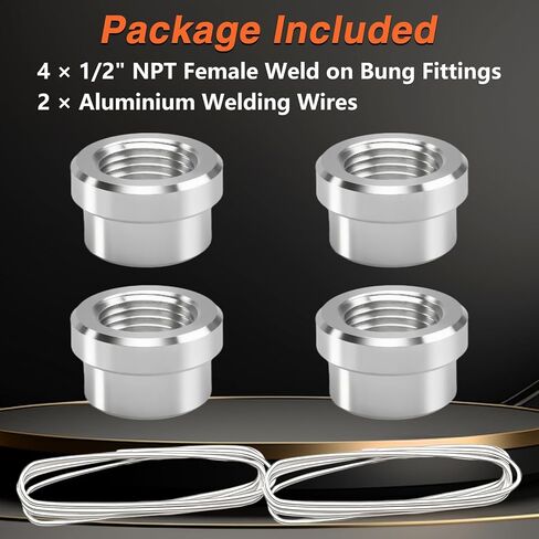 4 Pcs 1/2" NPT Female Weld on Bung Fittings, Aluminum 1/2" NPT Weldable Fuel Tank Fittings in Saudi Arabia