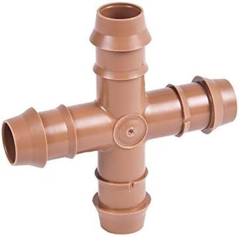 USA MADE - 25-PACK - 1/2" Barbed Drip Tubing Adapter Cross TEE Threaded Fitting MNPT (17mm .600 ID Insert Cross) in Saudi Arabia