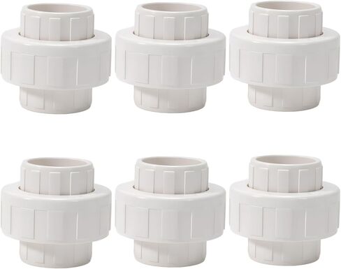 وصلة أنابيب توصيل PVC مقاس 3/4 بوصة (مقبس × مقبس) محول اتحاد منزلق بجدول 3/4 بوصة مع حلقة دائرية EPDM، أبيض (عبوة من 6 قطع) in Kuwait